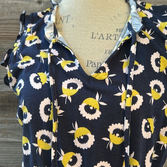 Boden Floral Sleeveless Dress - Navy and Yellow Size 10/Medium - Picture 6 of 12